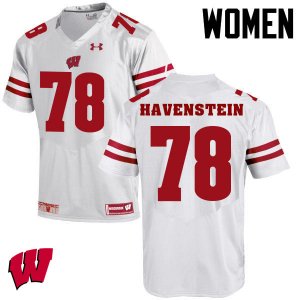 Women's Wisconsin Badgers NCAA #78 Robert Havenstein White Authentic Under Armour Stitched College Football Jersey OE31J21MO